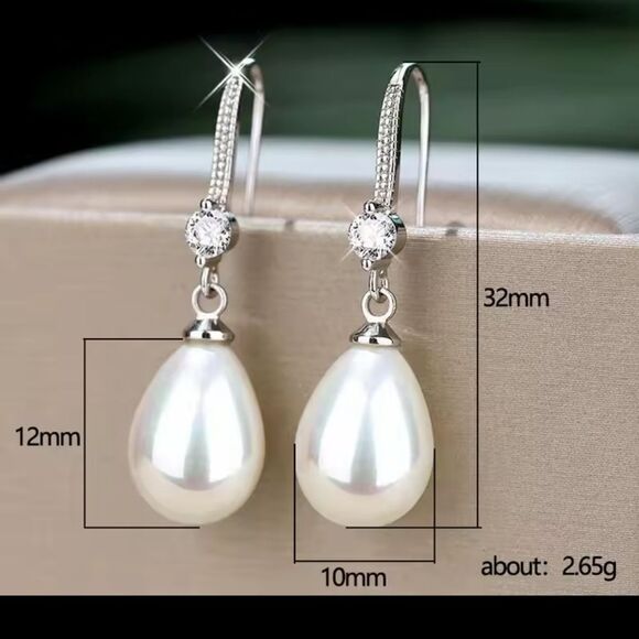 Pearl rhinestone Earrings e99 - Picture 2 of 3